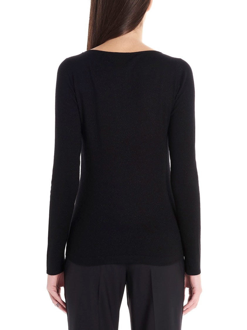 Brunello Cucinelli Fitted Lurex Cashmere Sweater With Classic Round Neckline