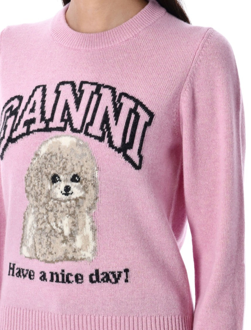Ganni Pastel Pink Knit Sweater