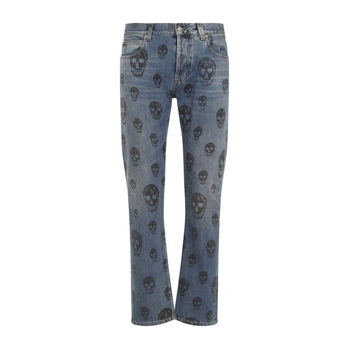 Alexander Mcqueen Skull Print Denim Jeans With Classic Fit