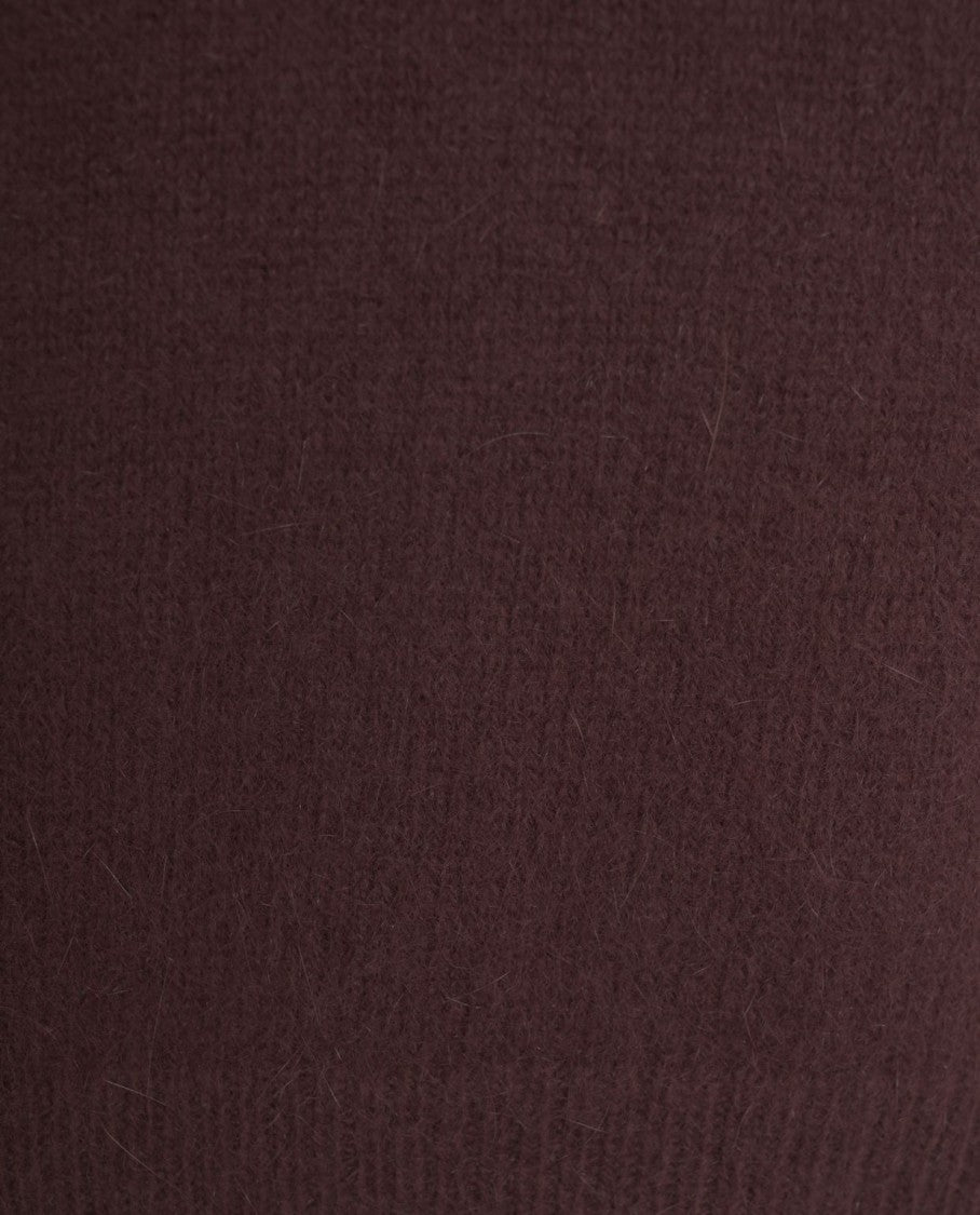 Solotre Burgundy Turtleneck Sweater With Ribbed Detailing