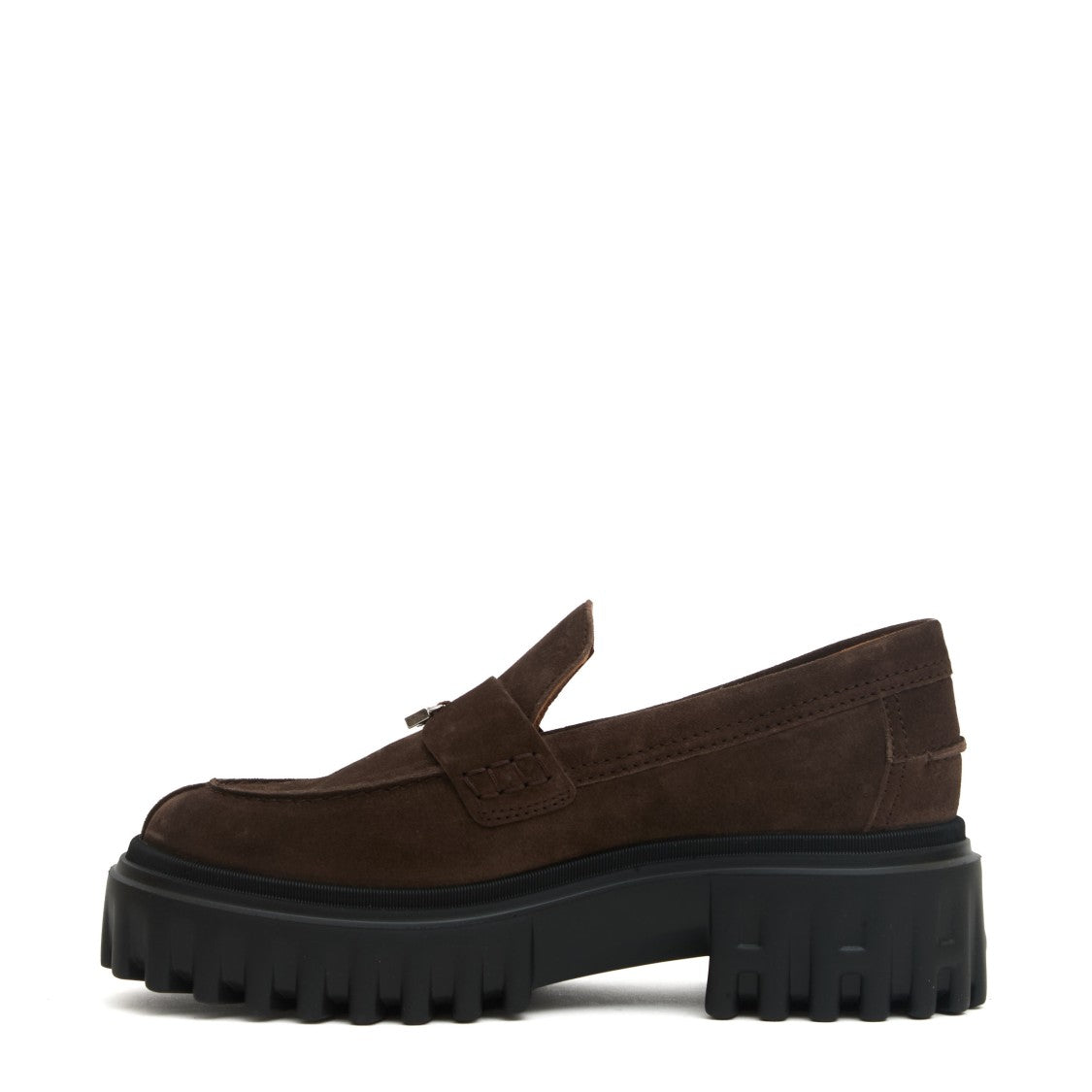 Hogan Brown Nubuck Leather Chunky-Soled Loafers