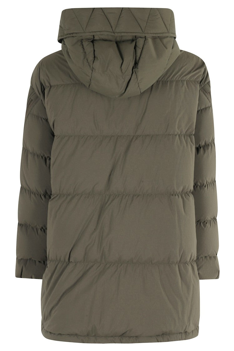 Herno Military Green Down Jacket With Removable Hood