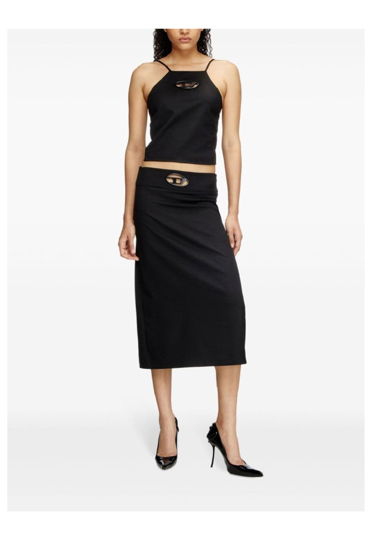 Diesel Fitted Black Top With Unique Cut-Out Detail
