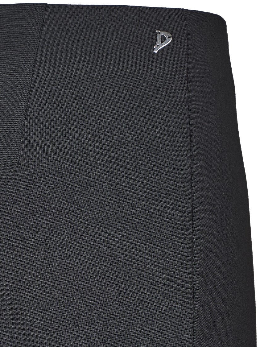 Dondup Fitted Black Midi Skirt