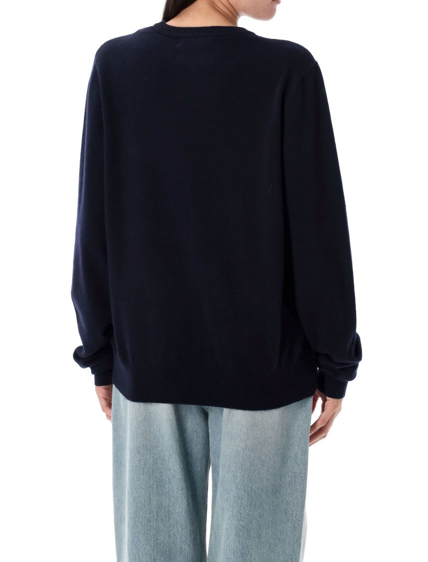 Extreme Cashmere Long-Sleeved Crew Neck Pullover Sweater In Dark Navy