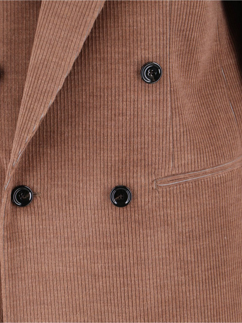 Lardini Double-Breasted Velvet Blazer With Sharp Lapel