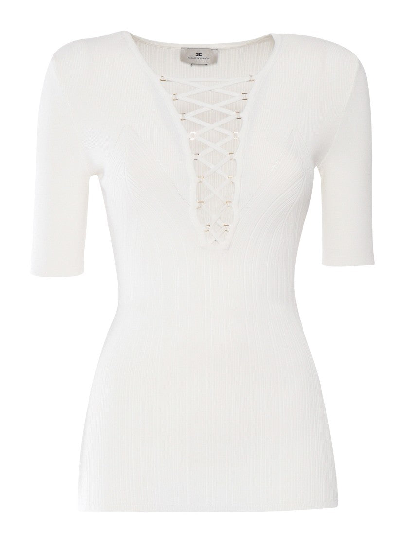 Elisabetta Franchi Fitted Top With Deep V-Neckline