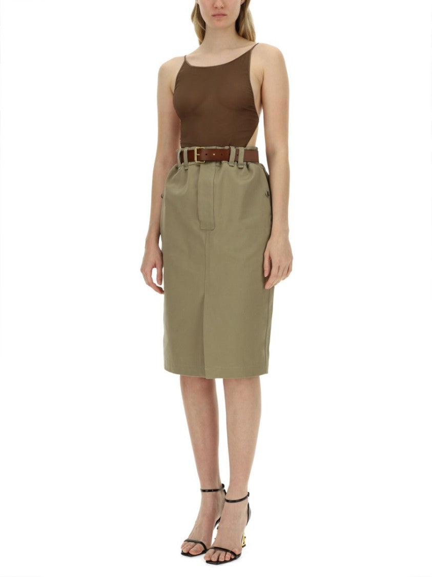 Saint Laurent Knee-Length Tailored Pencil Skirt With Pleat Detail
