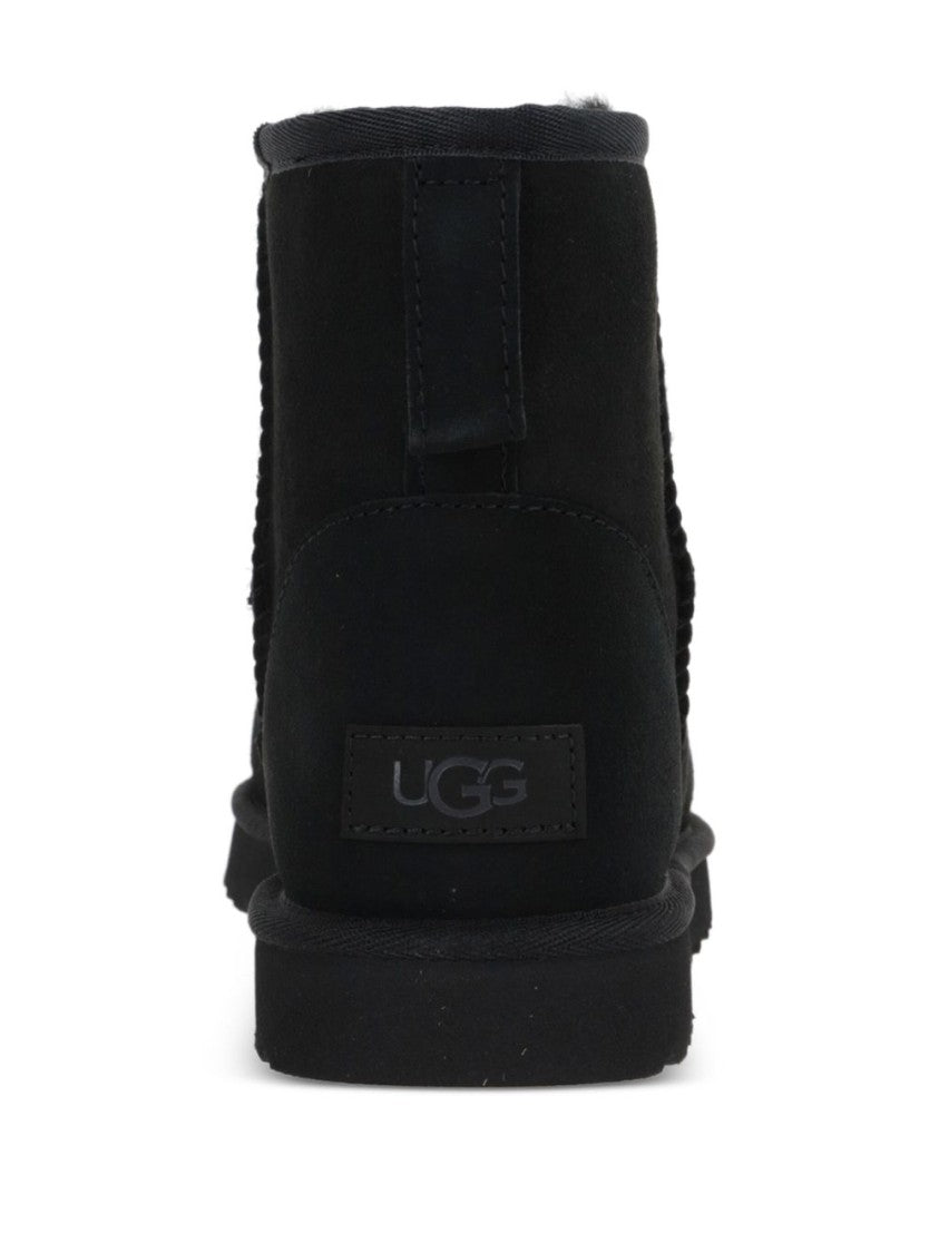 Ugg Slip-On Black Suede Boots With Rounded Toe