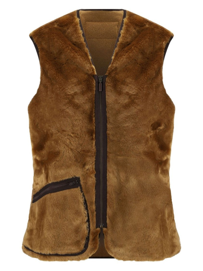 Barbour Sleeveless Tailored Jacket With Textured Fabric And Contrasting Trim