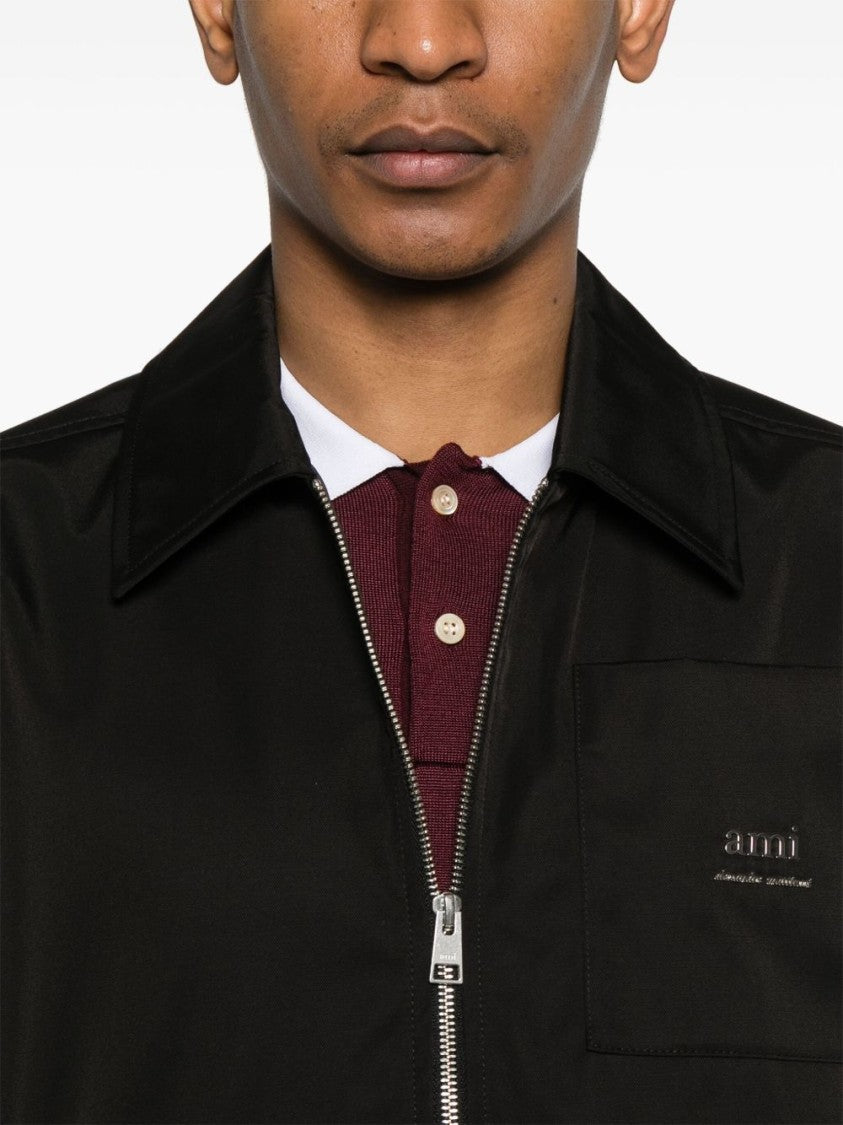 Ami Sleek Black Jacket With Versatile Two-Way Zip