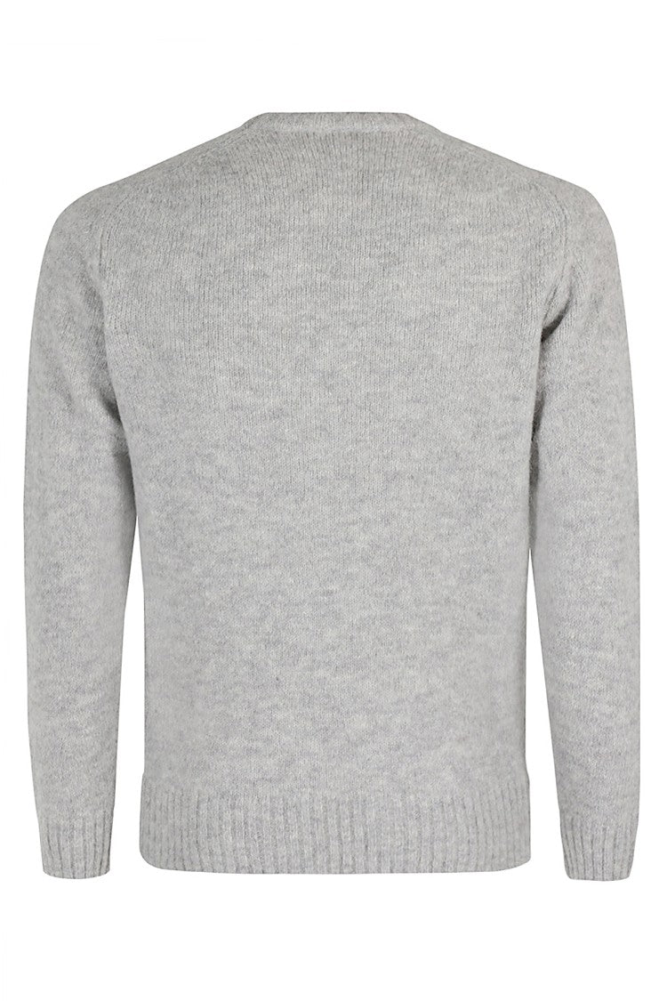 Filippo De Laurentis Textured Grey Crew Neck Sweater With Ribbed Hem