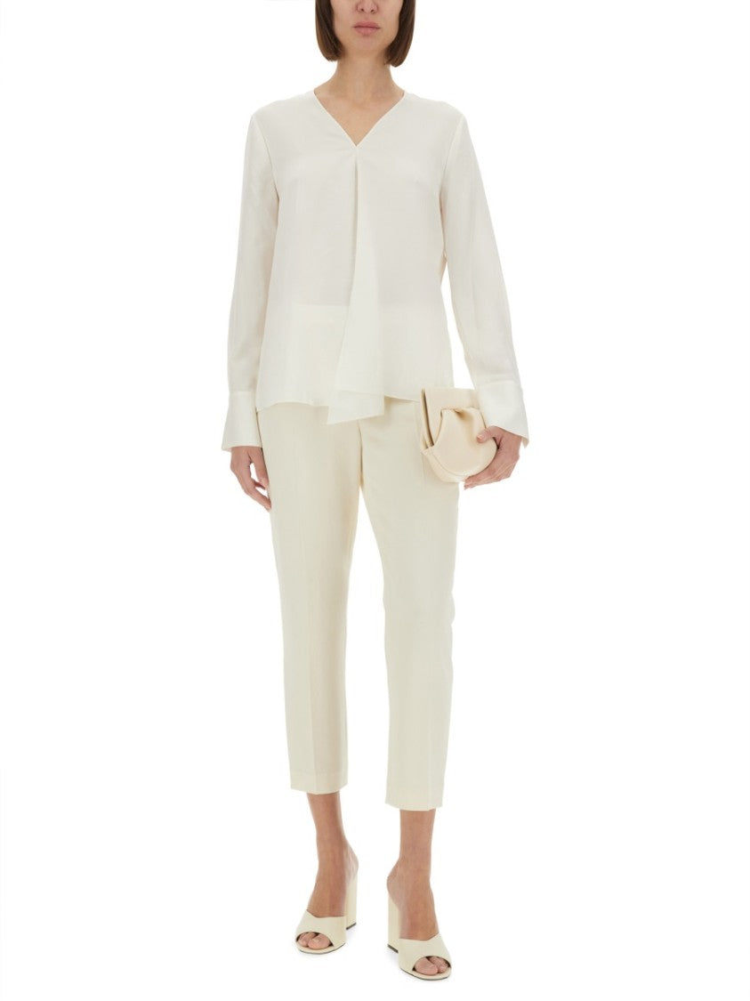 Theory Silk Georgette Blouse With V-Neckline