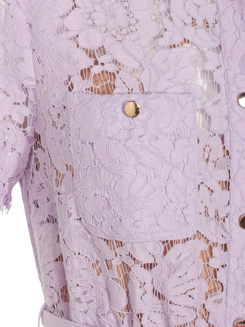 Self-Portrait Lilac Lace Midi Dress