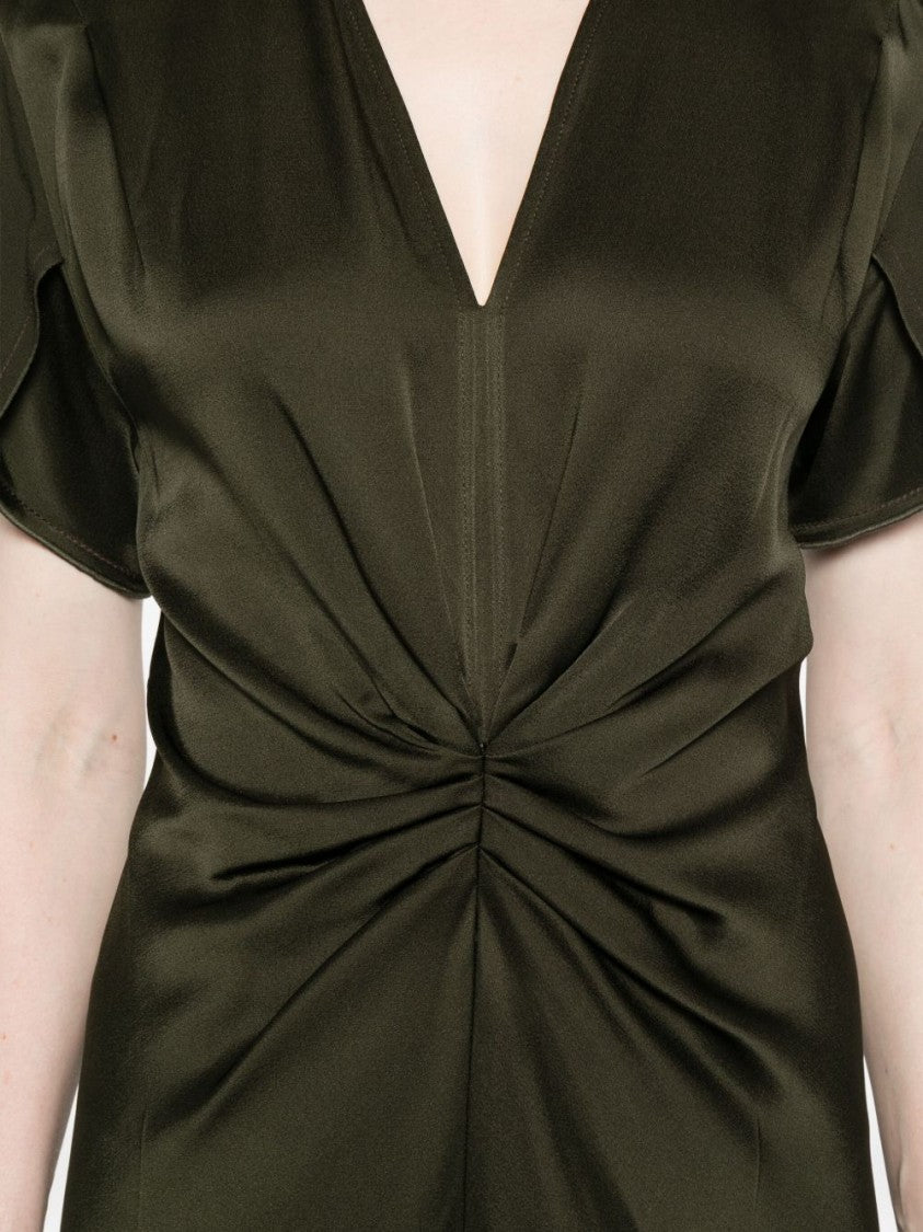 Victoria Beckham Midi Dress With Deep V-Neckline