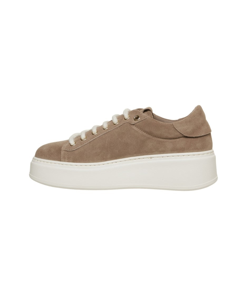 Gio+ Suede Sneakers With Floral Appliqués And Strass Accents
