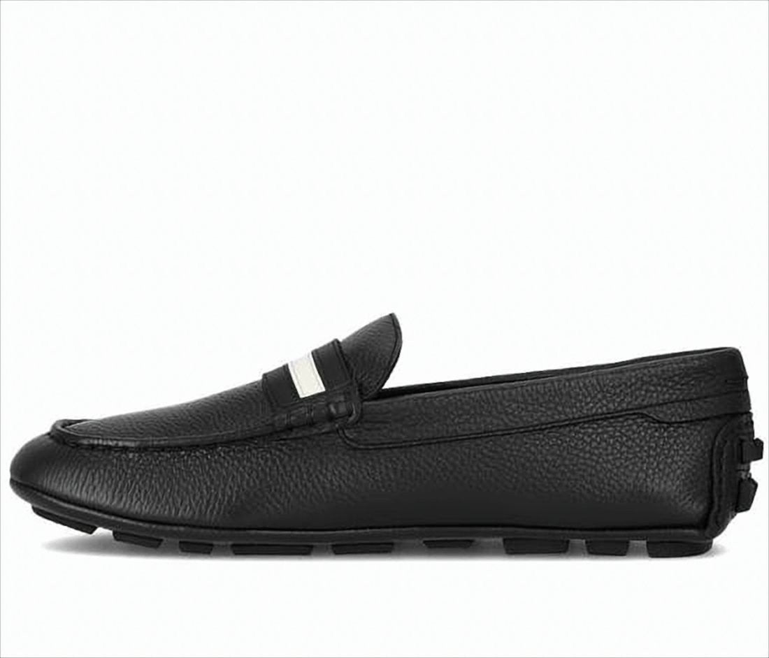 Bally Black Leather Loafer With Textured Finish