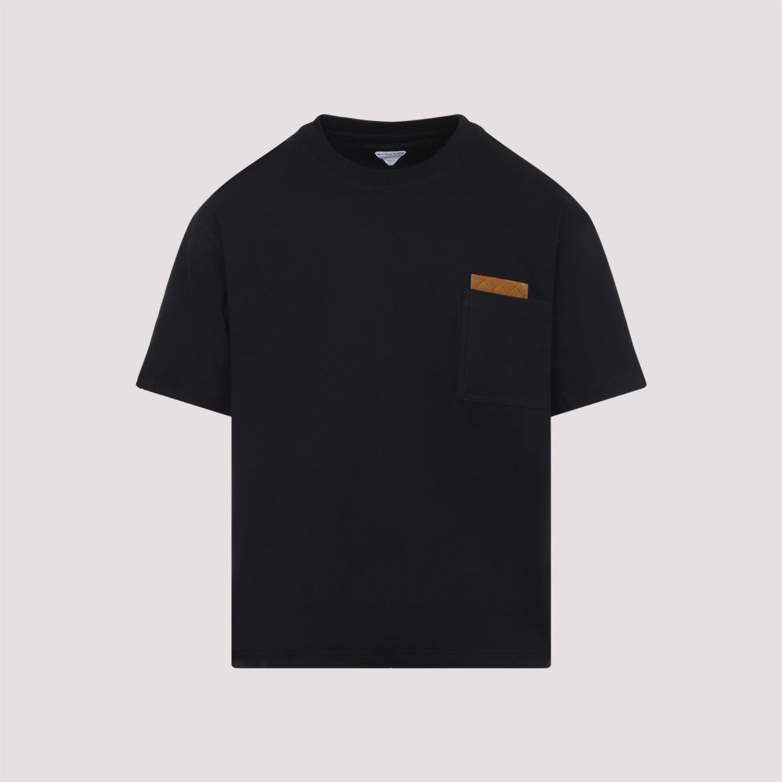 Bottega Veneta Black Cotton T-Shirt With Suede Intrecciato Patch Detail