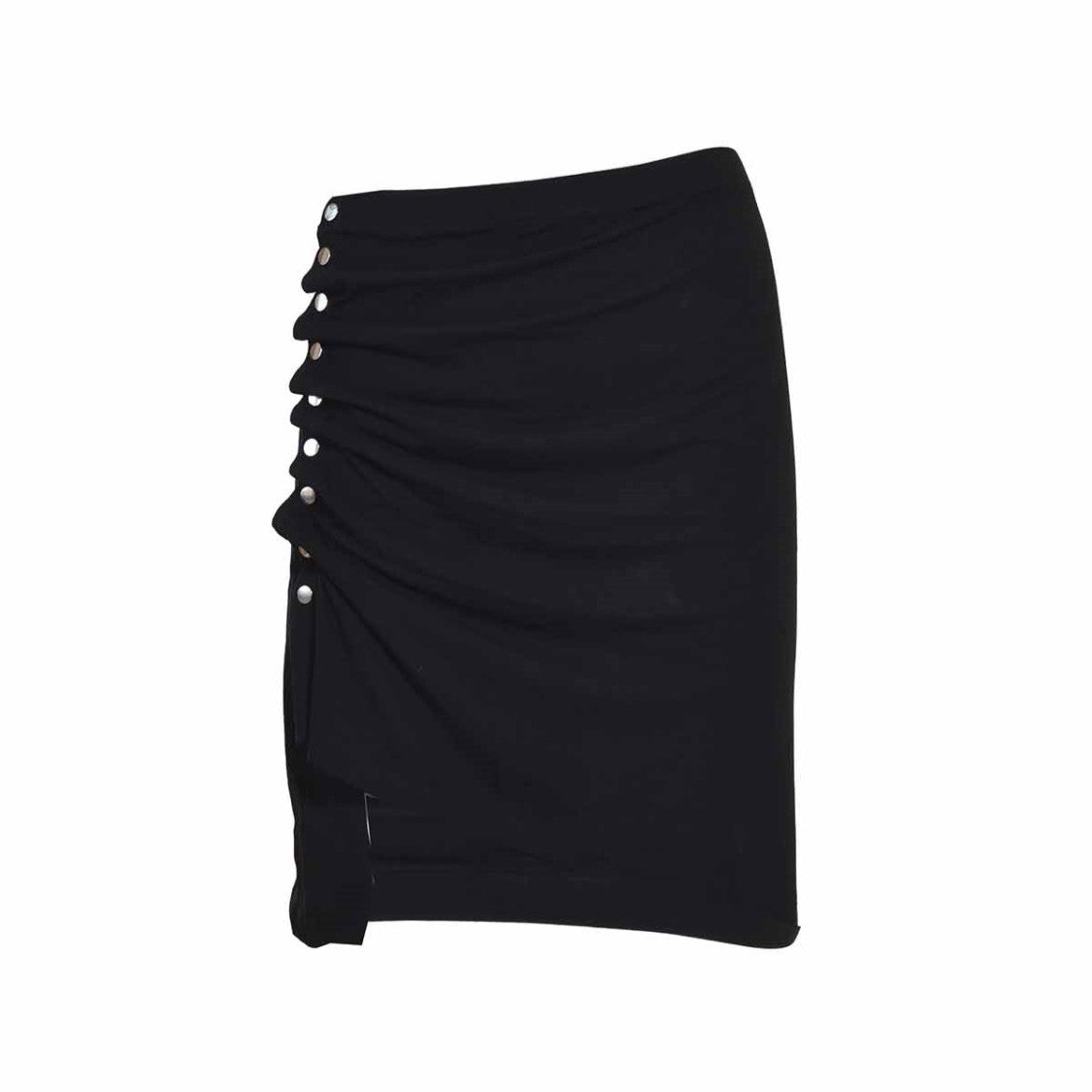Rabanne Black Viscose Mini Skirt With Buttons