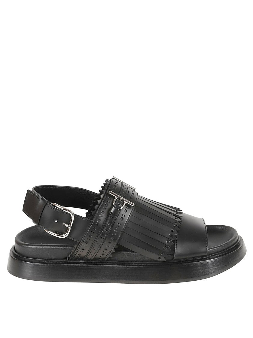 Alexander Mcqueen Flat Sandals With Perforated Strap