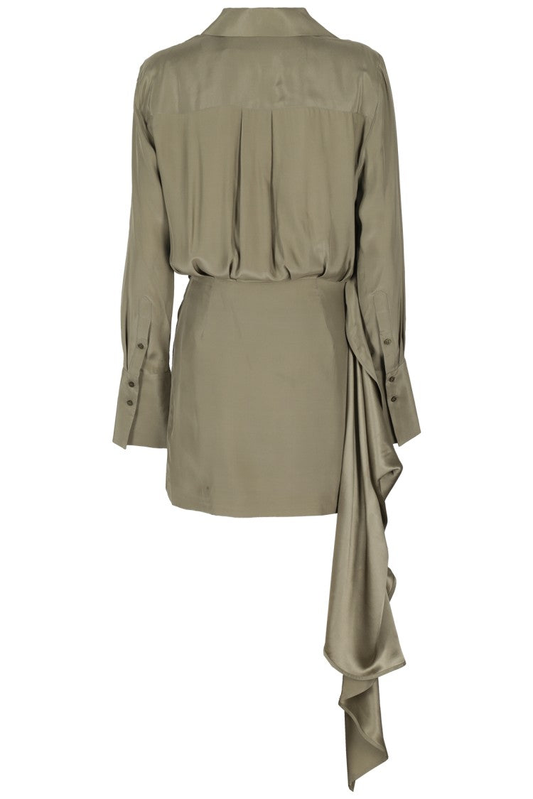 Gauge81 Green Silk Mini Dress With Gravia Pattern