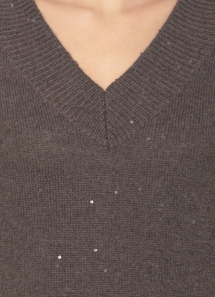 Brunello Cucinelli Brown Cashmere And Silk Sweater
