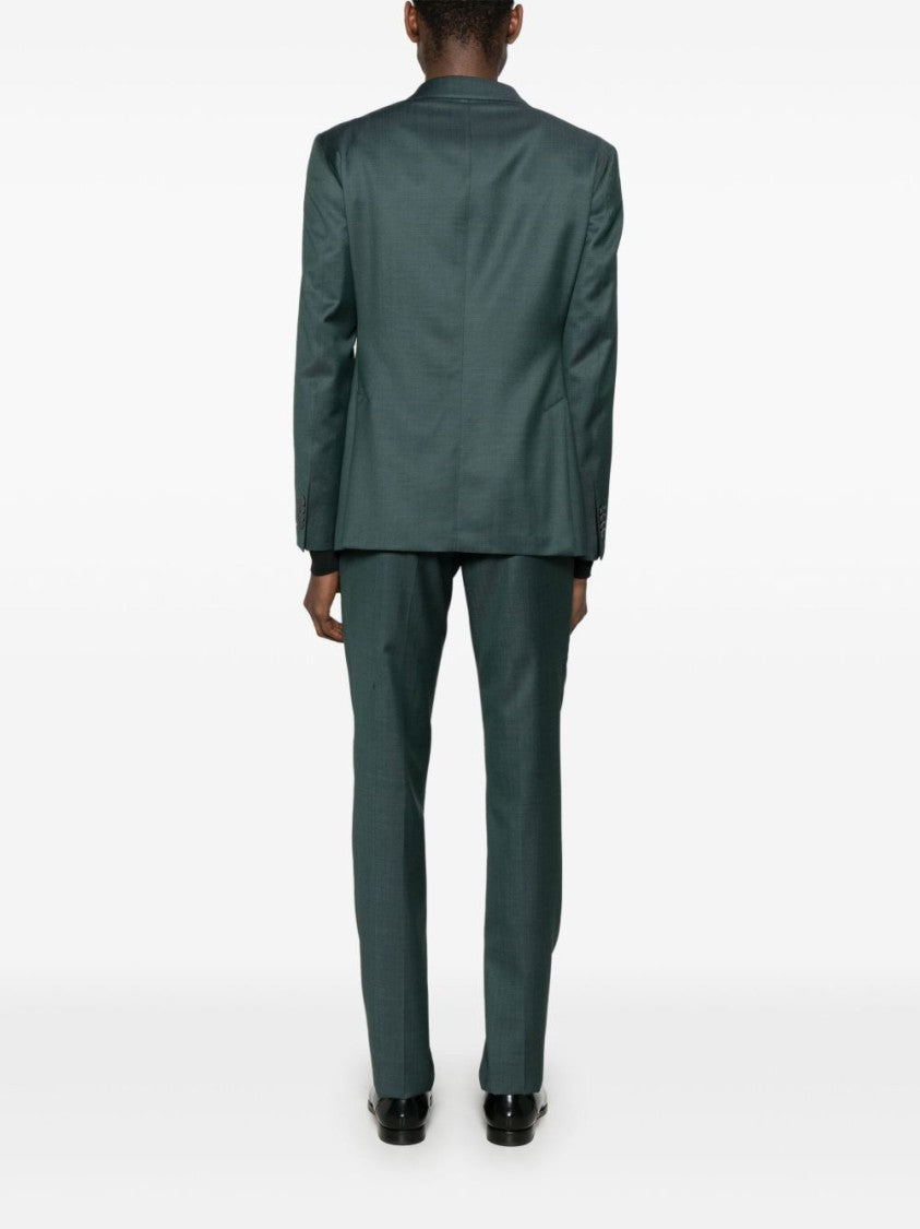 Luigi Bianchi Double-Breasted Forest Green Wool Suit