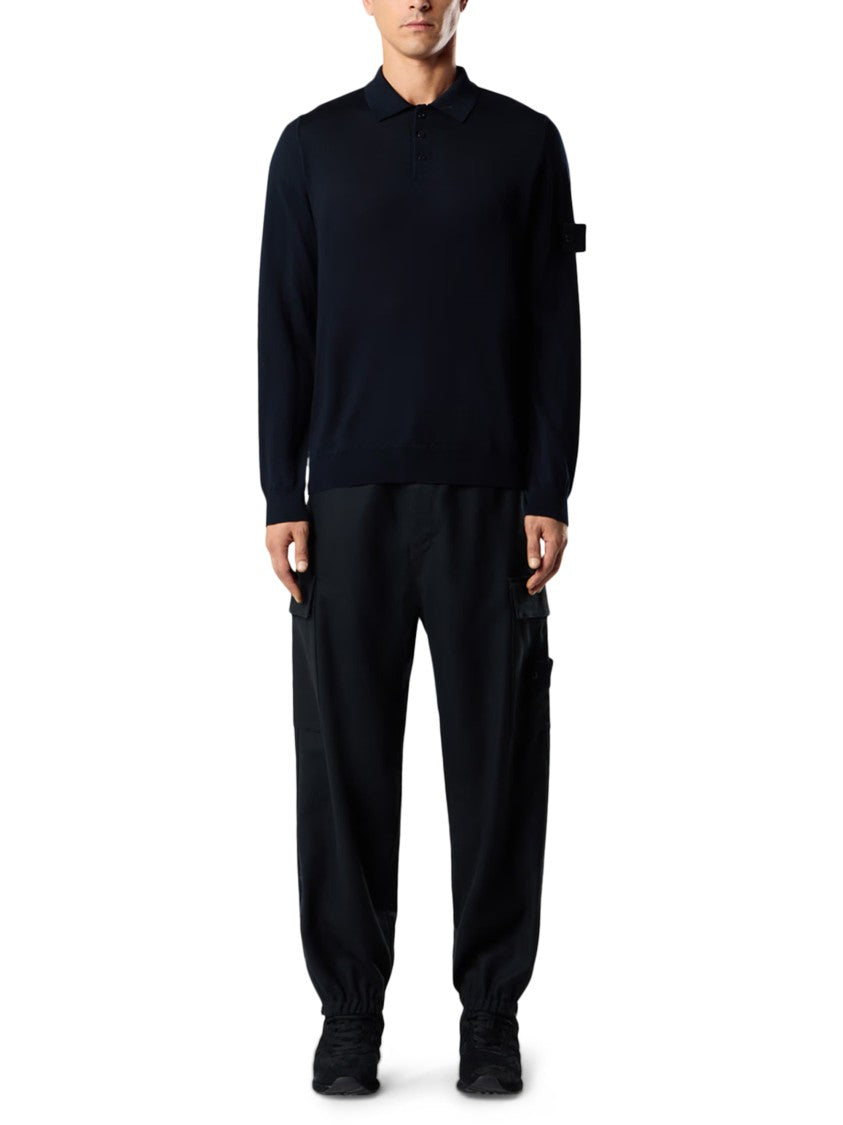 Stone Island Long-Sleeve Polo Shirt In Virgin Wool