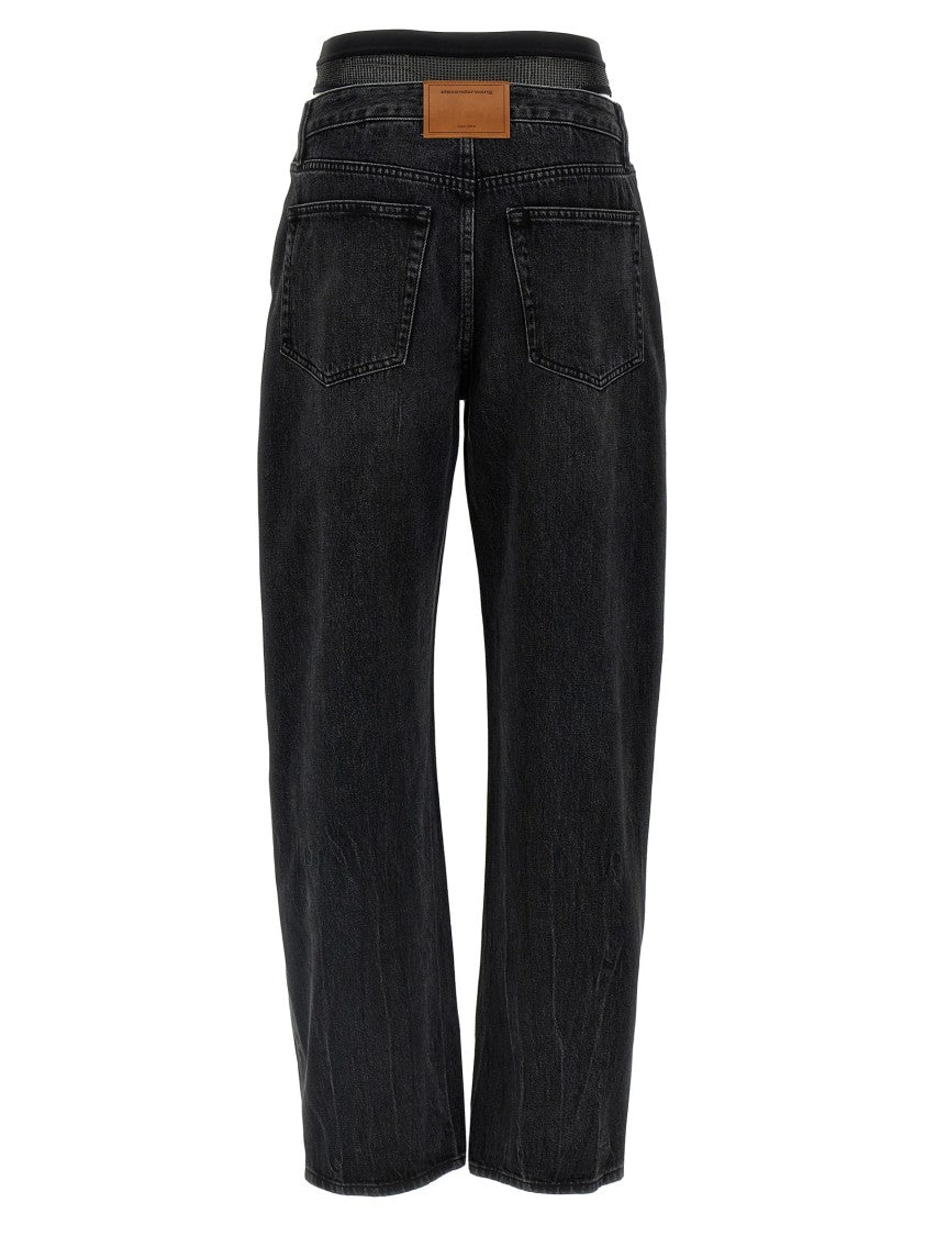 Denim X Alexander Wang Slit Hem Prestyle Hotfix Mesh Undie' Jeans
