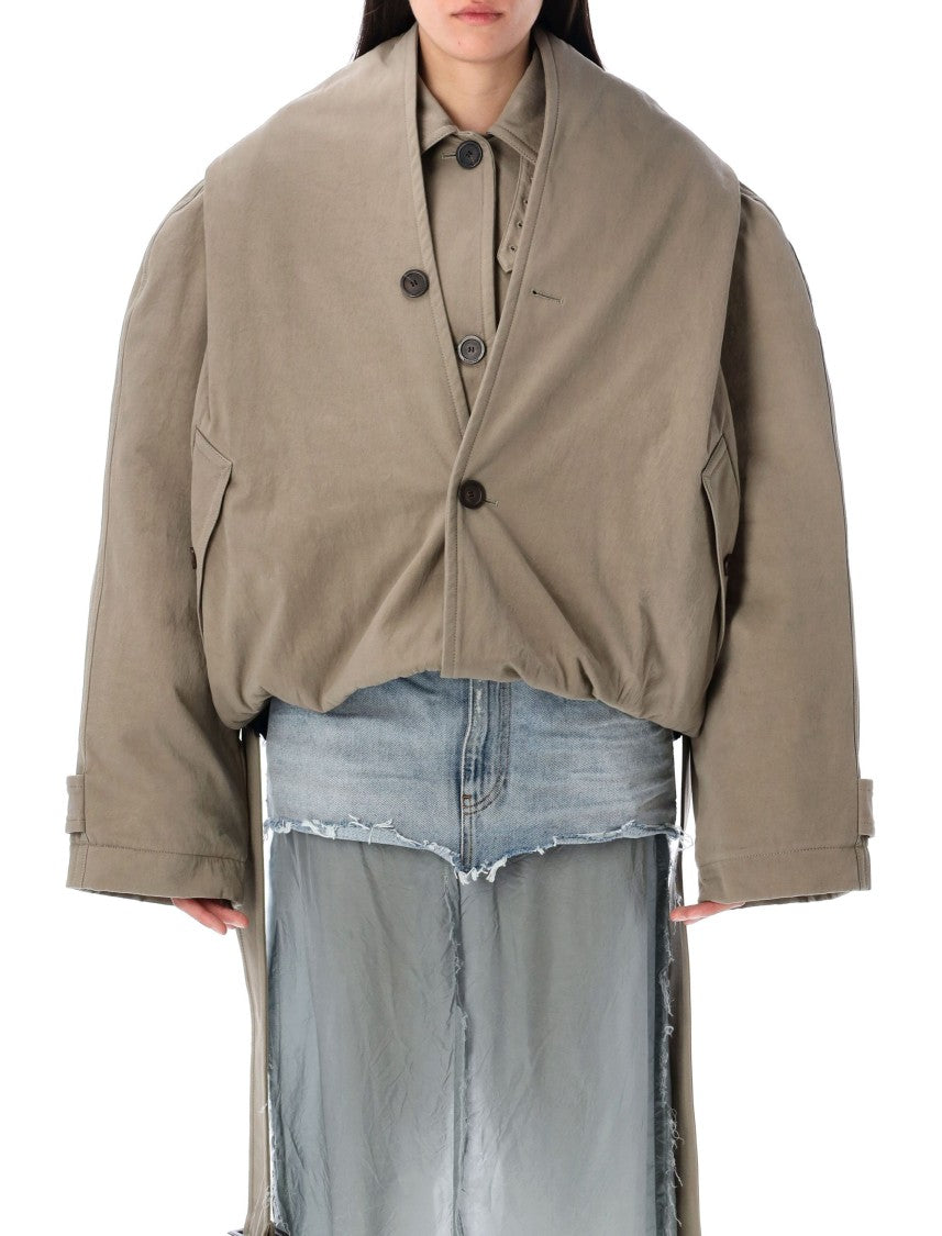 Balenciaga Hooded Trench Coat With Oversized Silhouette