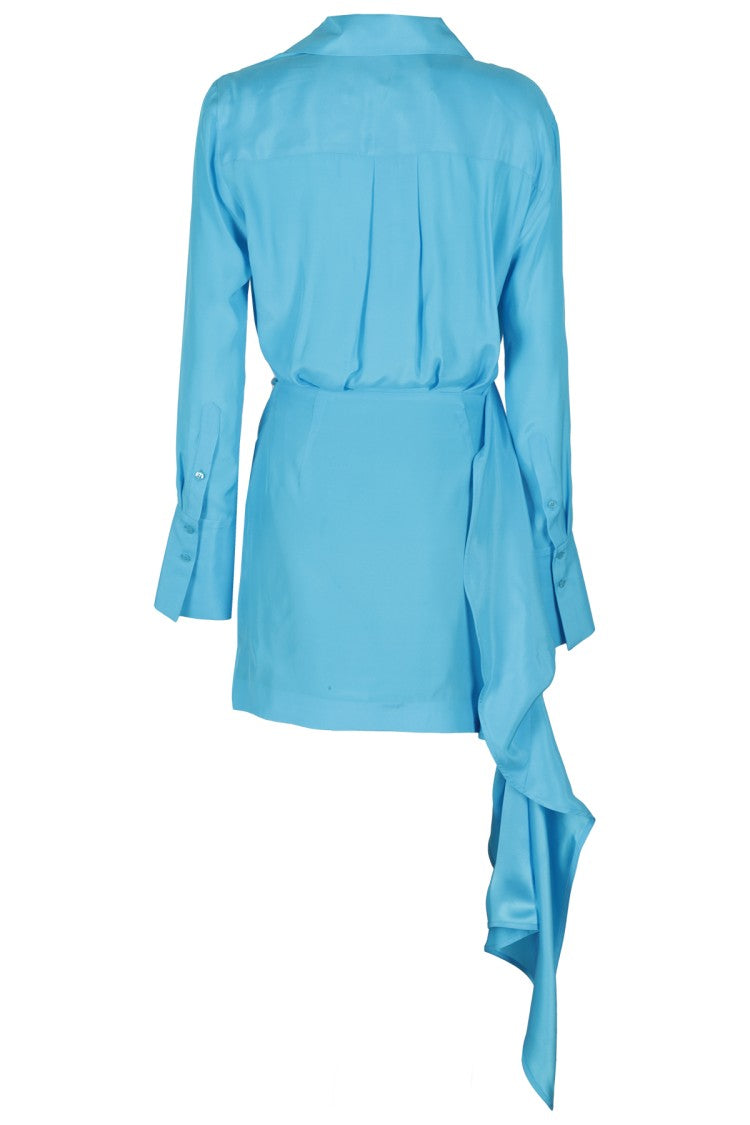 Gauge81 Light Blue Silk Mini Dress With Gravia Pattern
