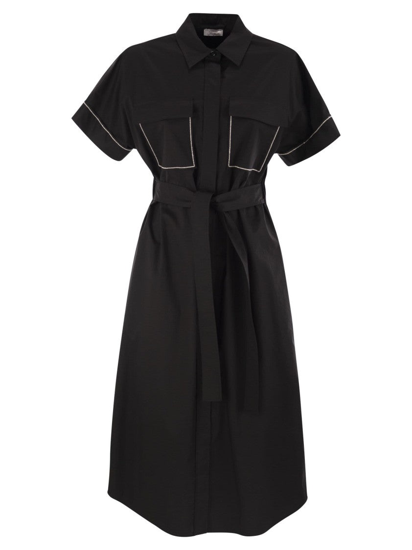 Peserico Light Stretch Cotton Satin Chemisier Dress
