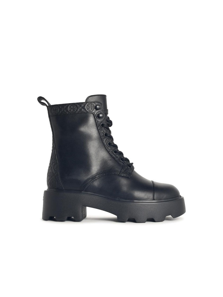 Tory Burch 'T Monogram' Black Leather Ankle Boots