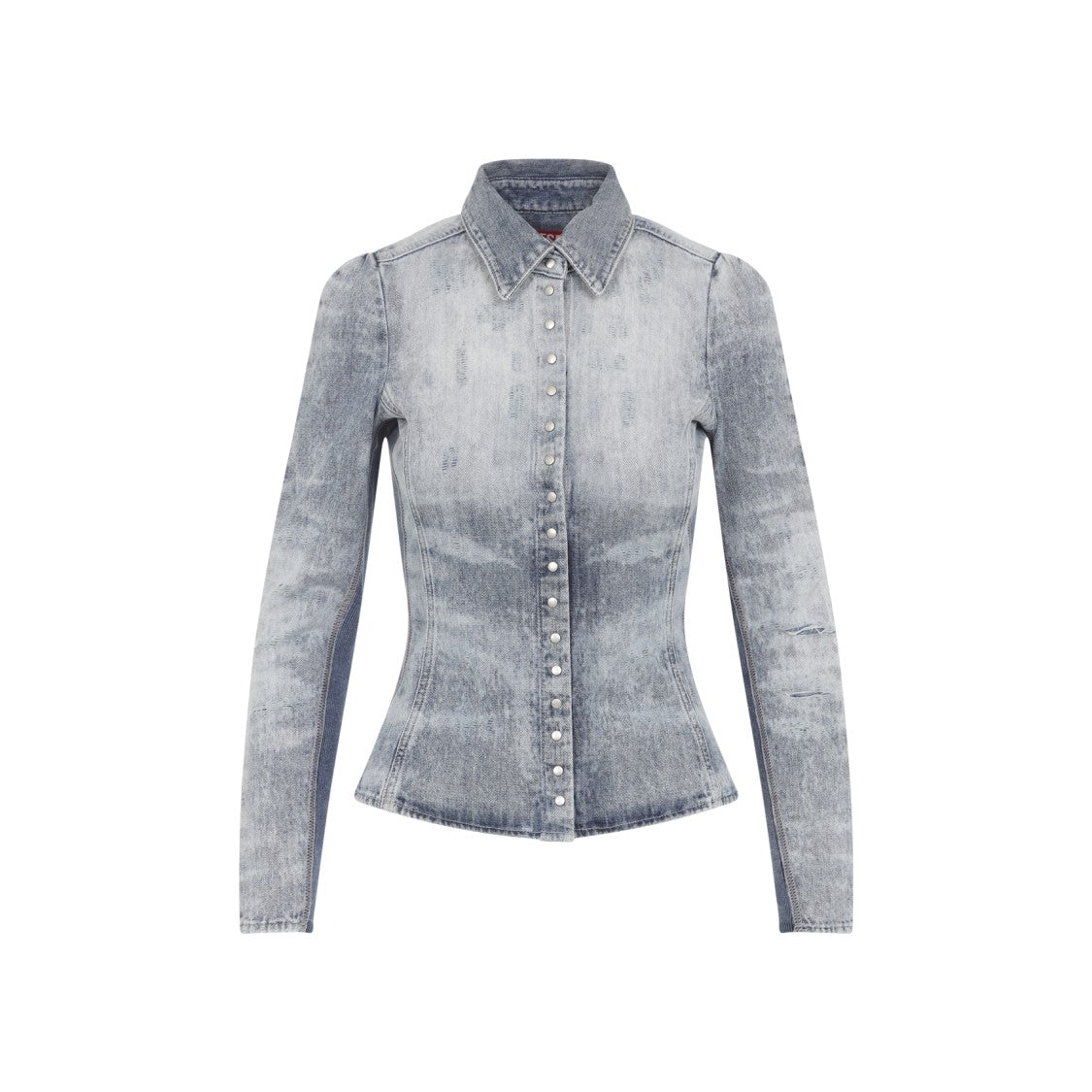 Diesel Fitted Denim-Texture Shirt With Classic Collar