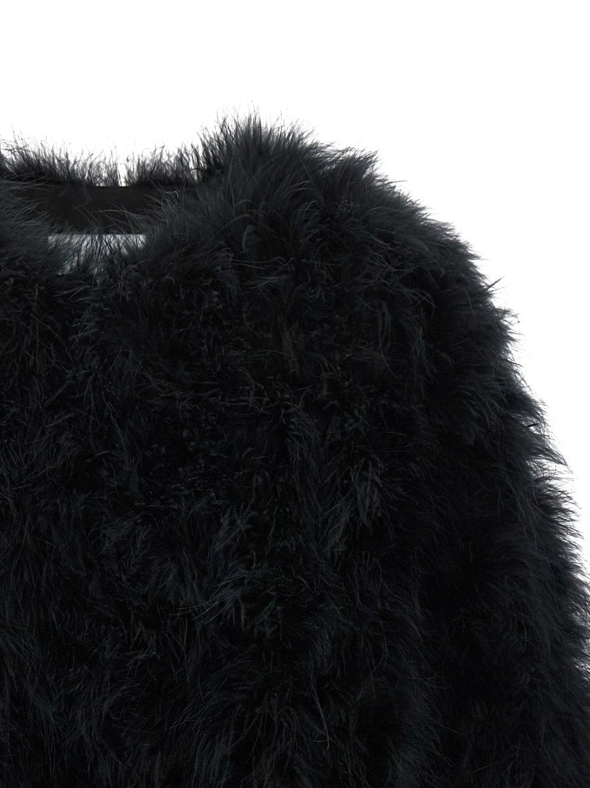 Yves Salomon Feather-Covered Jacket With Silk Lining And Cropped Design