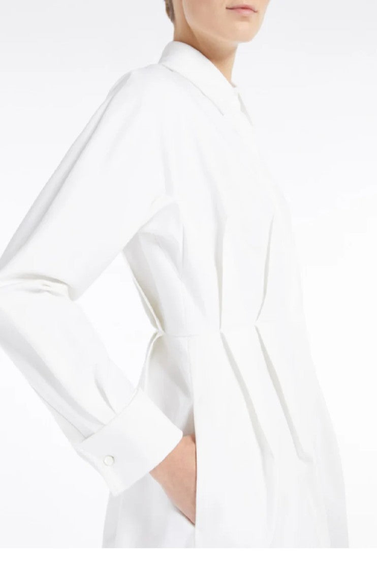 Max Mara Classic Collar Long Dress With Belted Waist