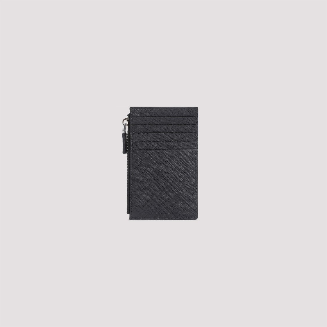 Prada Textured Black Calf Leather Credit Card Case