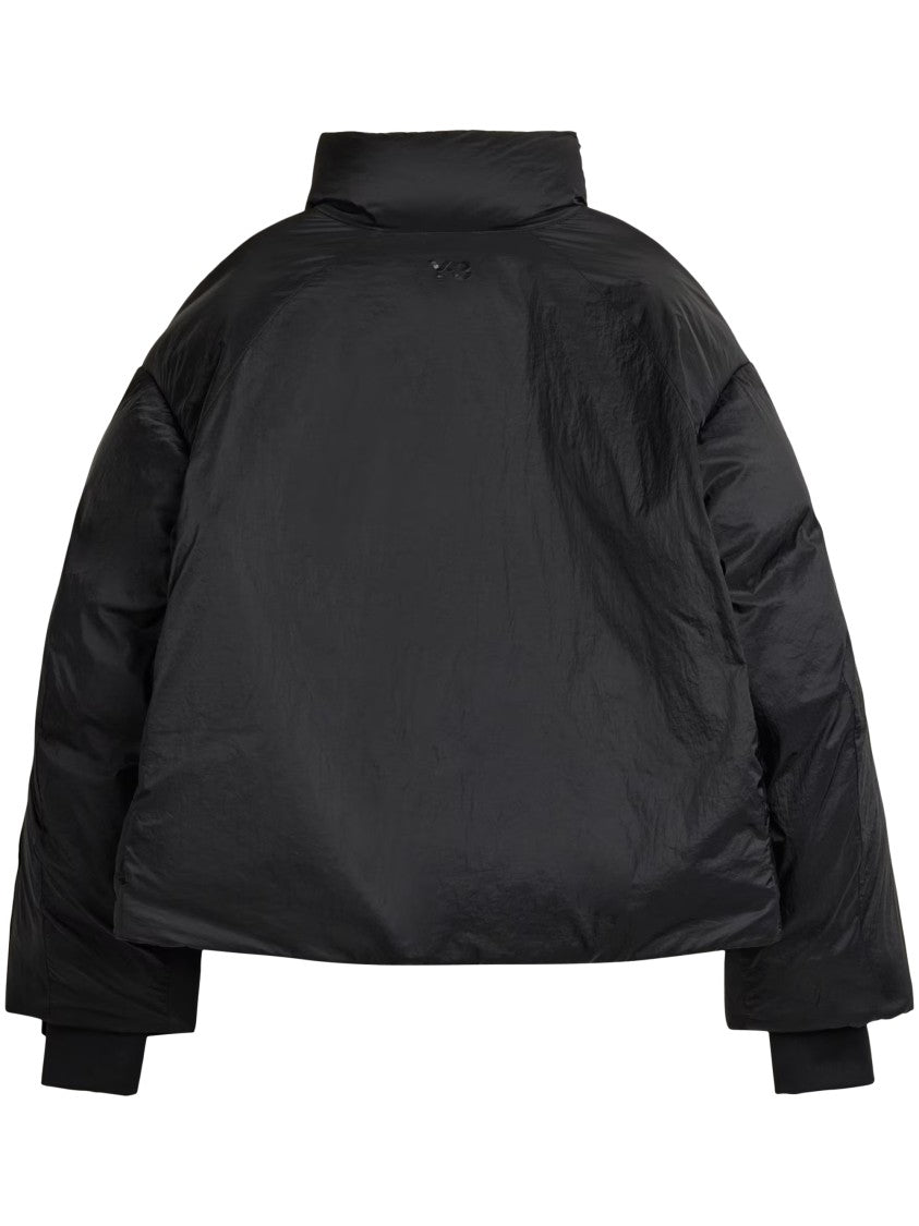 Y-3 Cropped Black Puffer Jacket With High Collar