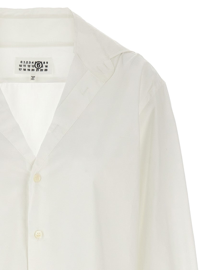 Mm6 By Maison Margiela V-Neck Cotton Shirt With Long Cuffed Sleeves