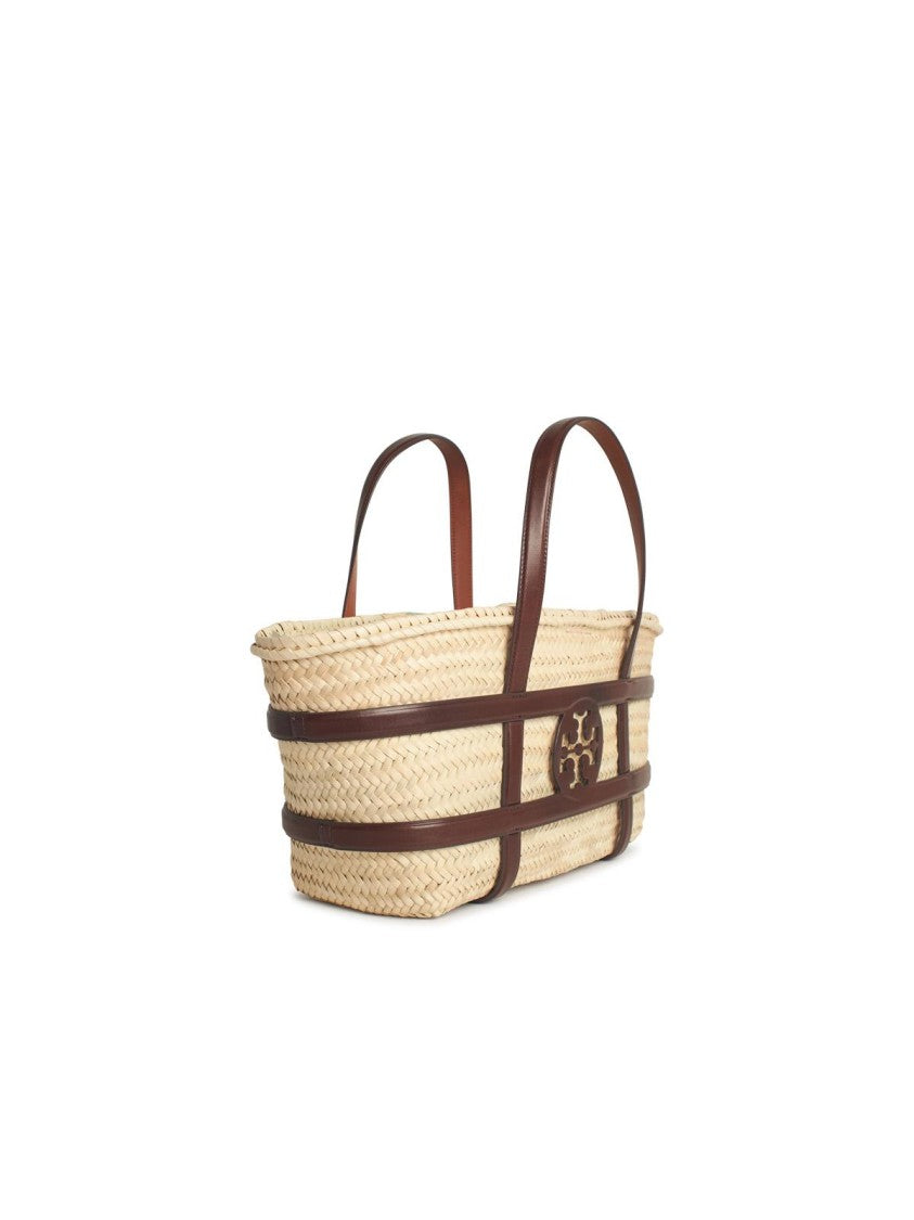 Tory Burch Ella' Bucket Bag In Beige Straw