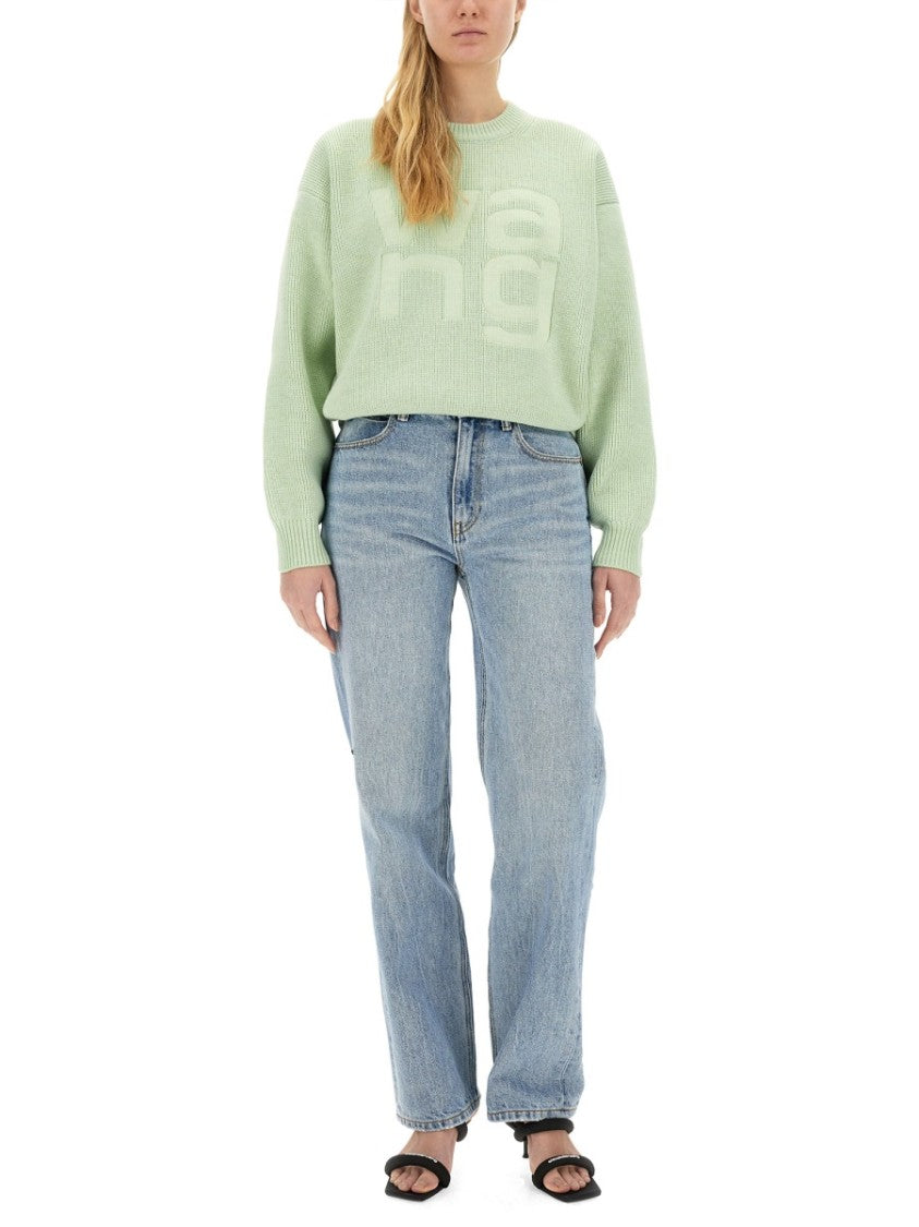 T By Alexander Wang Textured Knit Jersey With Prominent Logo Design