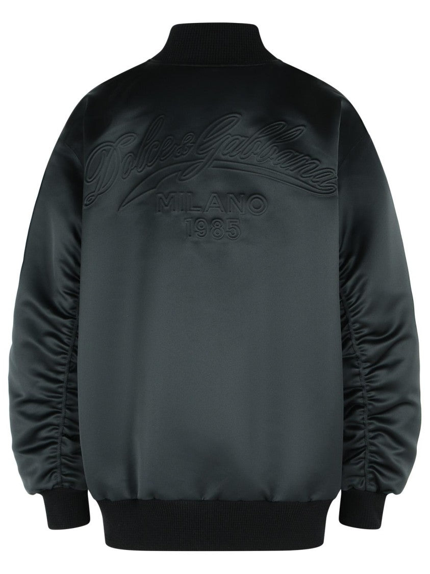 Dolce & Gabbana Black Polyester Bomber Jacket