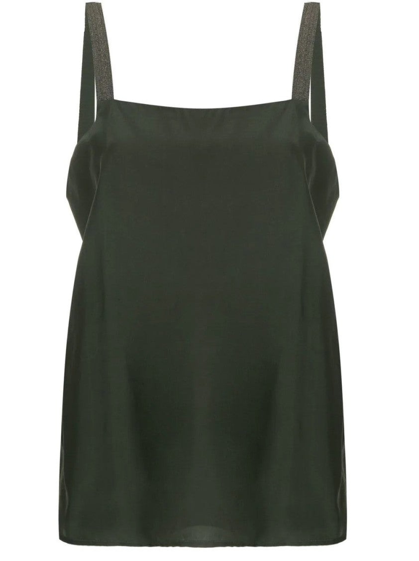 Fabiana Filippi Silk Blend Top With Design And Sparkling Straps