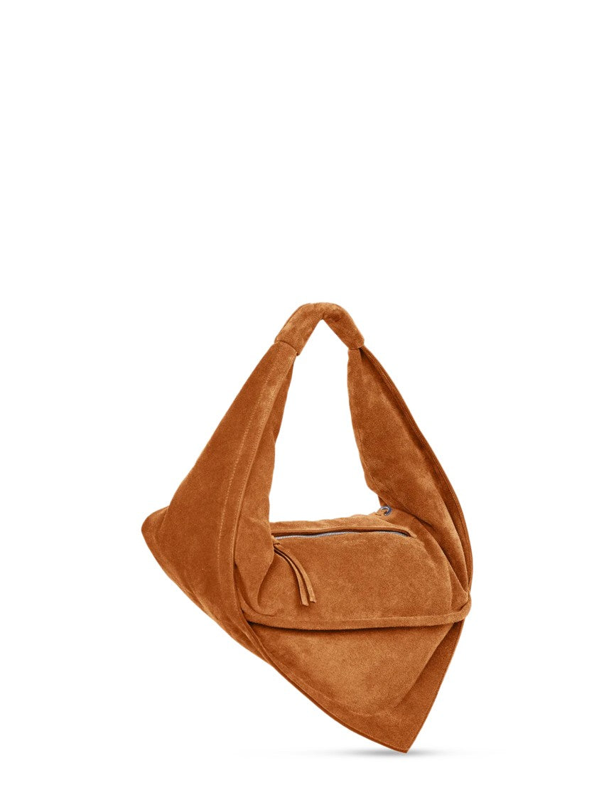 Federico Cina Triangular Suede Leather Hobo Bag
