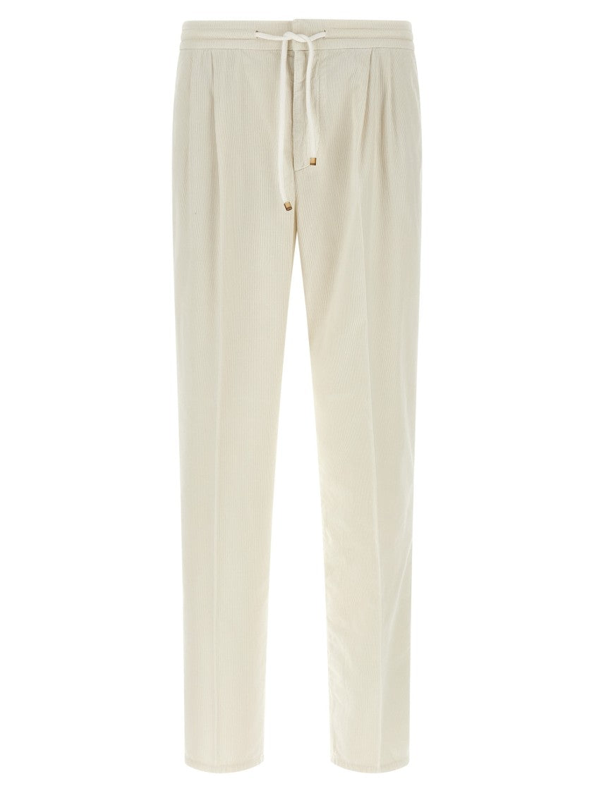 Brunello Cucinelli Garment-Dyed Corduroy Trousers With Adjustable Drawstring Waistband