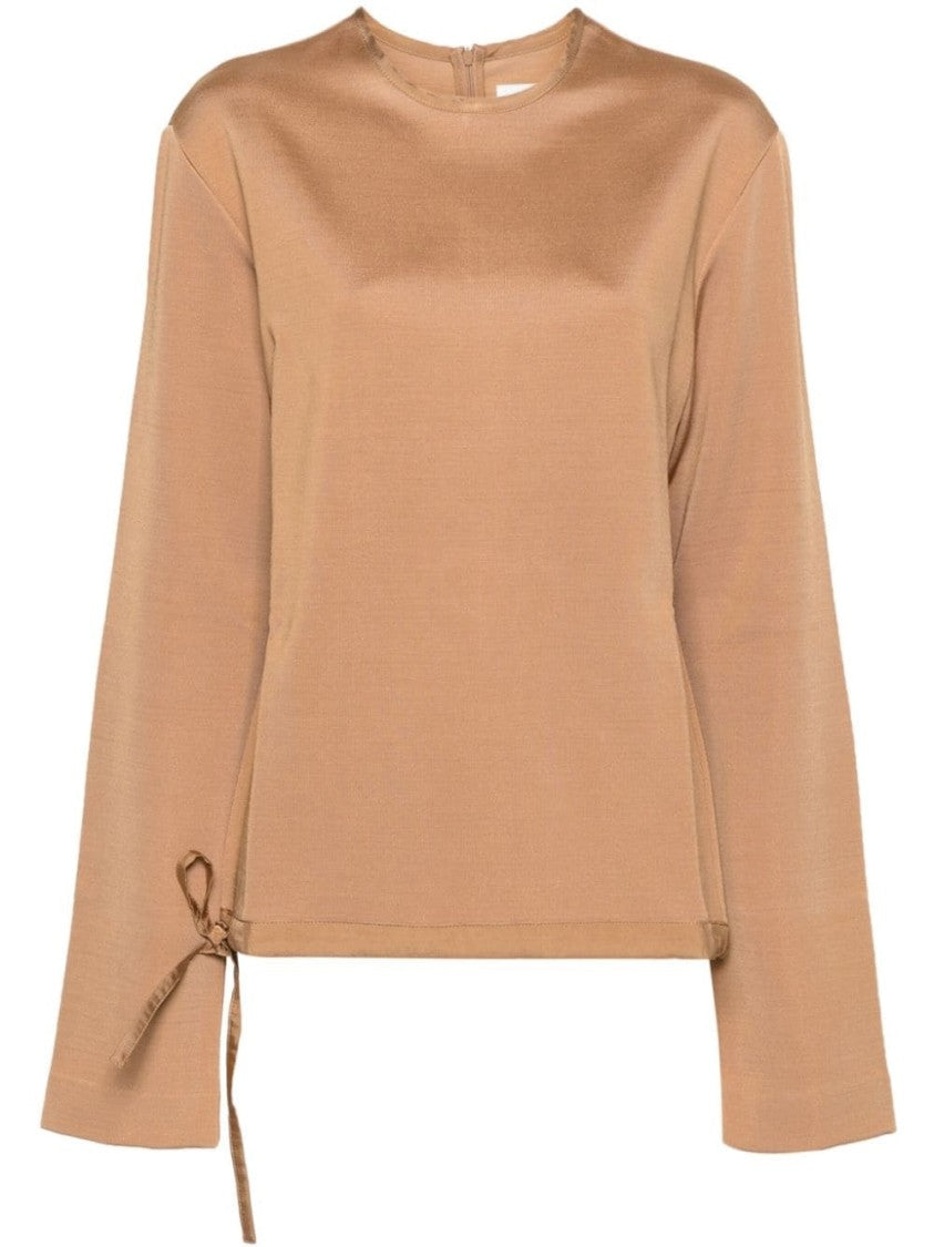 Jil Sander Brown Bomber Jacket With Tie Detail