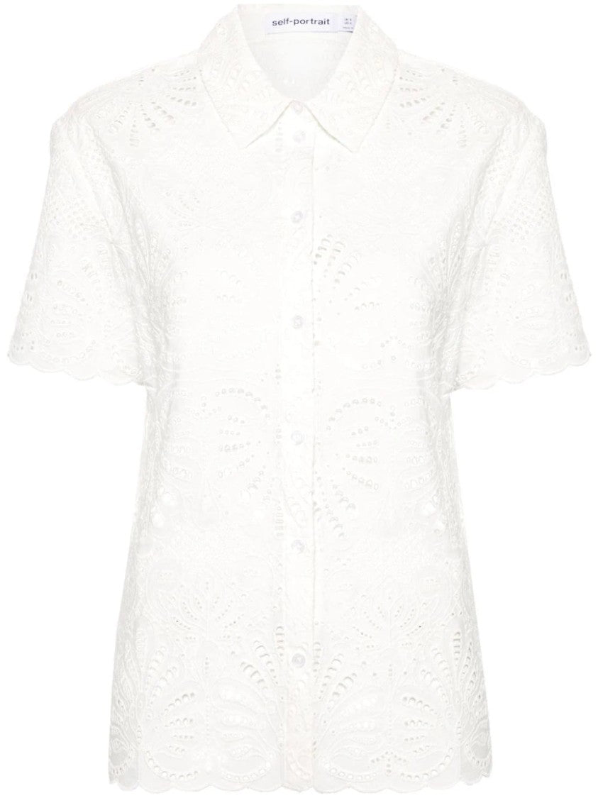 Self-Portrait Broderie-Anglaise Cotton Shirt