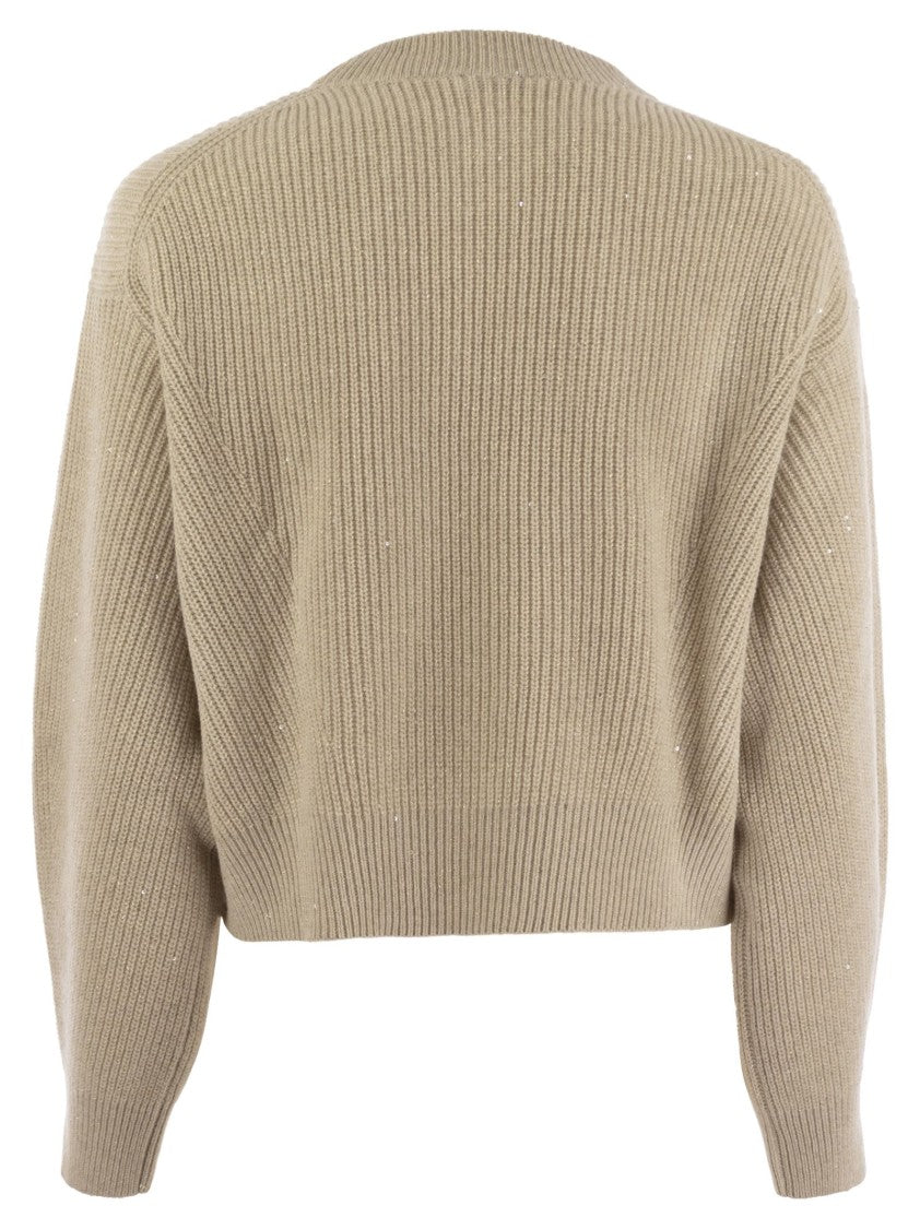 Brunello Cucinelli Dazzling Ribbed Sweater In Cashmere And Wool
