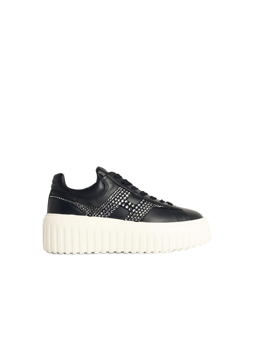 Hogan H-Stripes' Black Leather Sneakers