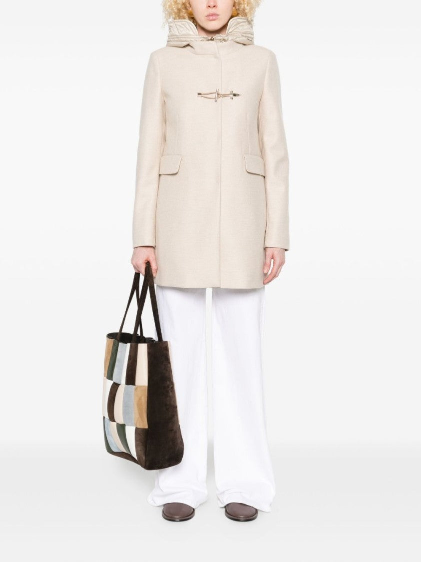 Fay Mid-Length Wool Blend Coat With Detachable Hood